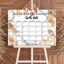 Meatball Pasta Italian Baby Shower Due Date Game Poster
