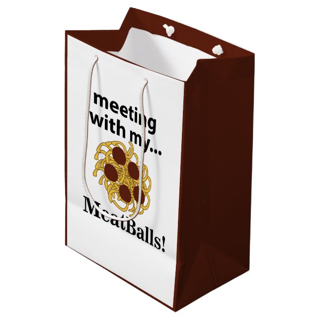 Meatballs Funny Meeting mit meinen Meatballs Mittlere Geschenktüte (Vorderseite Schrägansicht)