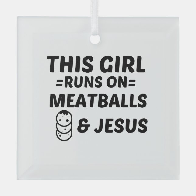 MEATBALLS UND JESUS ORNAMENT AUS GLAS (Vorderseite)