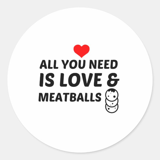 MEATBALLS UND LIEBE RUNDER AUFKLEBER (Vorderseite)