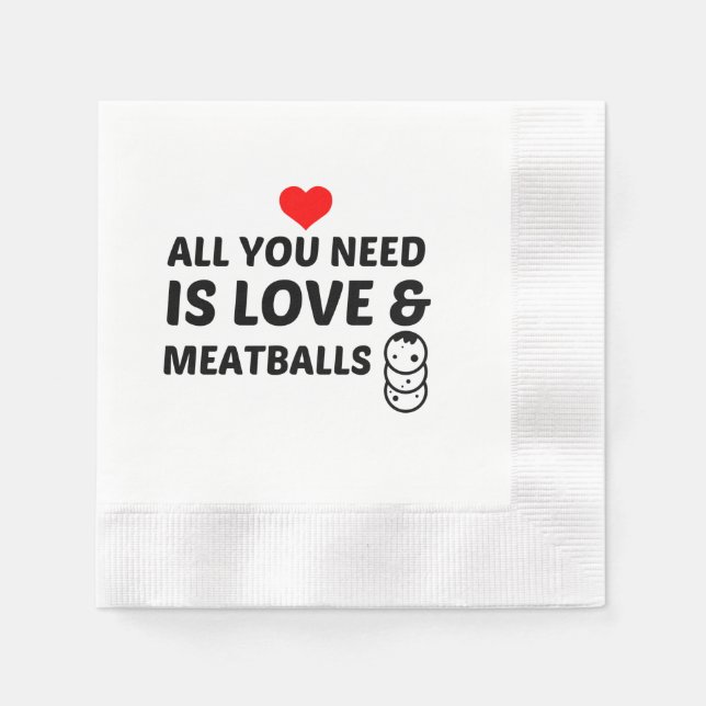 MEATBALLS UND LIEBE SERVIETTE (Vorderseite)