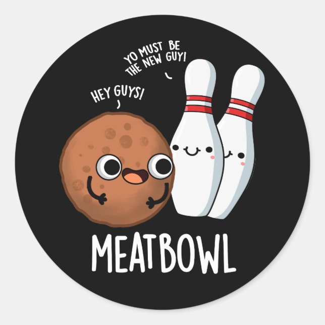 Meatbowl Funny Meatball Puff Dark BG Runder Aufkleber (Vorderseite)