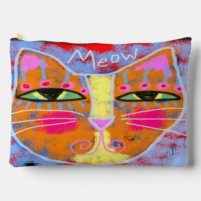 Meau! Abstrakt Art Cat Face Zubehörtasche (Vorderseite)
