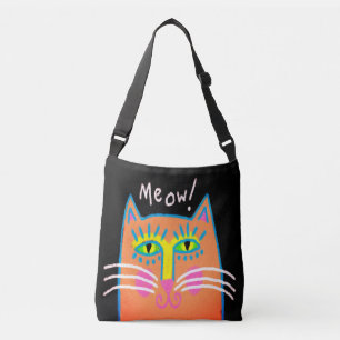 Meau! Abstrakte Orange Cat Art Toag Tragetaschen Mit Langen Trägern