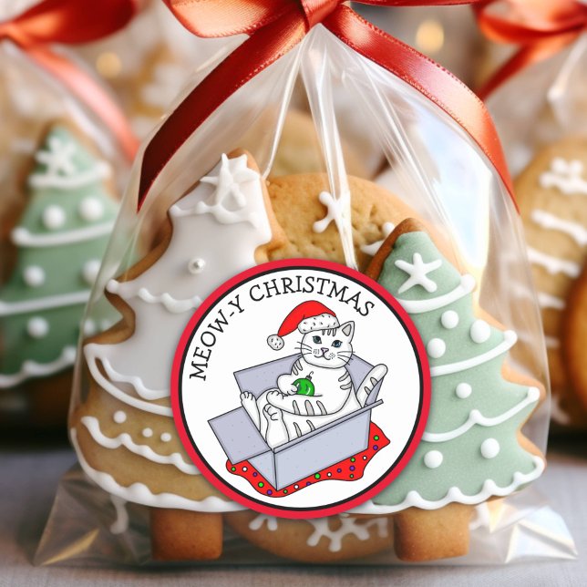 Meau Weihnachten Runder Aufkleber (Von Creator hochgeladen)