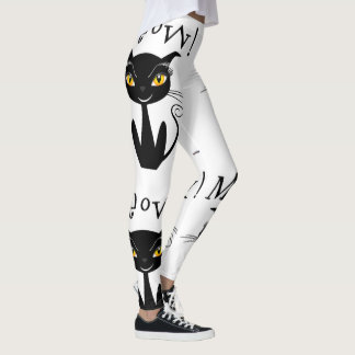 Meau! Whimsical Black Cat Leggings