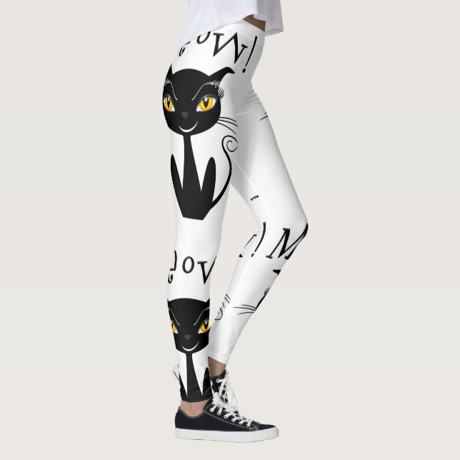 Meau! Whimsical Black Cat Leggings (Rechts)