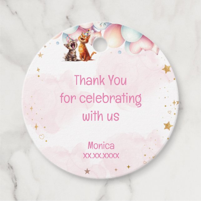 Meaulkatzen Meow-Kindergeburtstag danke Ihnen Geschenkanhänger (Vorderseite)