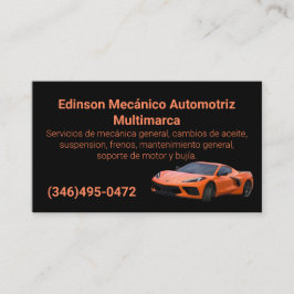 Mecánico Automotriz Naranjo Negro Visitenkarte