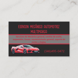 Mecánico Automotriz Tarjetas Rojo Negro Visitenkarte
