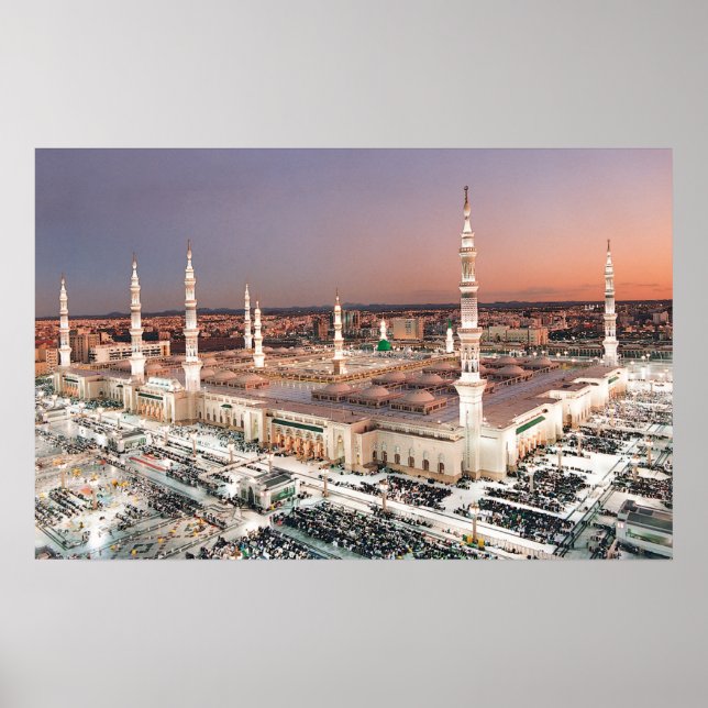Mecca Al-Masjid an-Nabawi im Maghrib-Gebetspreis Poster (Vorne)