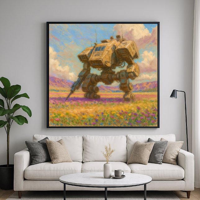 Mech in Meadow - Pastellfarben Poster (Von Creator hochgeladen)
