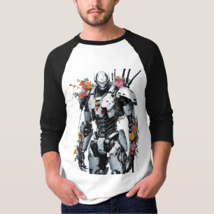Mech-Roboter mit Blumen T-Shirt