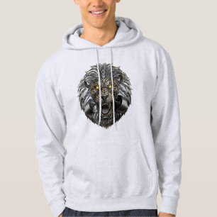 Mecha Lion - Fierce Golden Mechanical Beast Design Hoodie