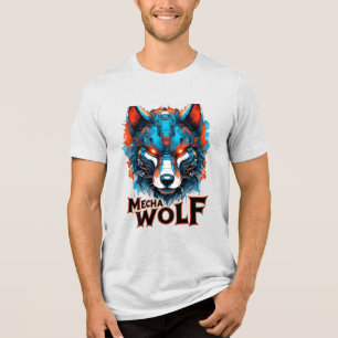 Mecha Wolf Grafik-Doppelprint Tri-Blend Shirt
