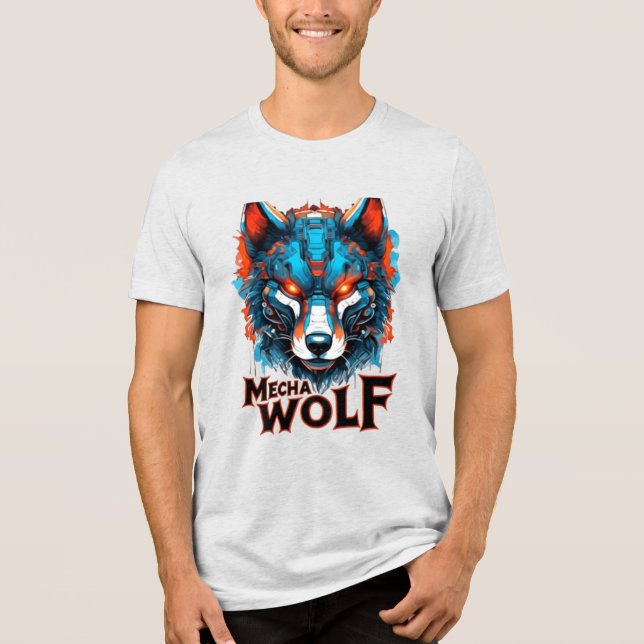 Mecha Wolf Grafik-Doppelprint Tri-Blend Shirt (Vorderseite)