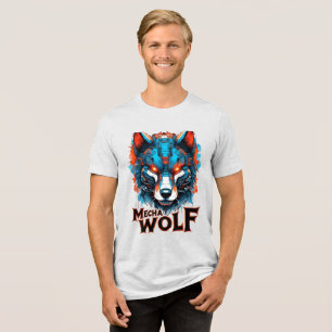 Mecha-Wolfkopf – futuristisches Cyberpunk-Wolf-Des Tri-Blend Shirt