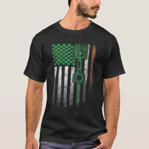 Mechanic Car Garage Irish American Flag St. Patric T-Shirt