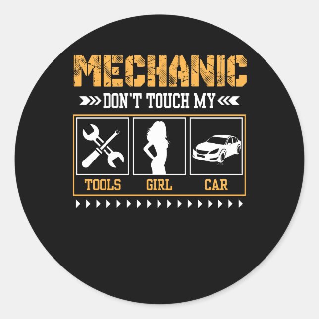 Mechanic Dont Touch meine Tools Girl Car Runder Aufkleber (Vorderseite)