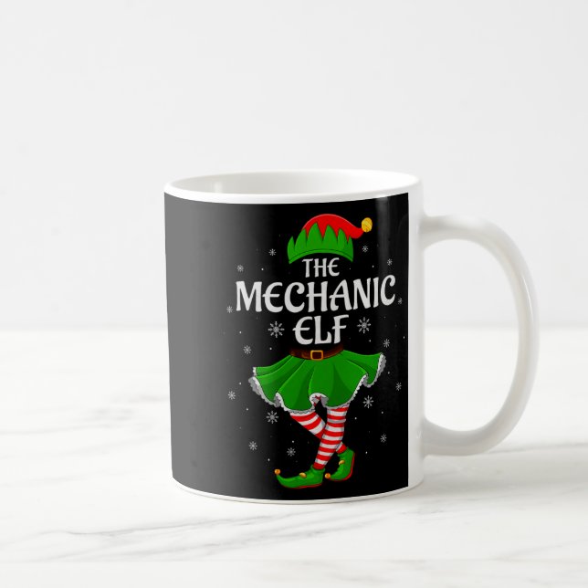 Mechanic Elf Christmas Family Girls Women Elf Squa Kaffeetasse (Rechts)