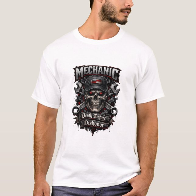 Mechanic Skull Death Before Dishonor Dark Tee (Vorderseite)