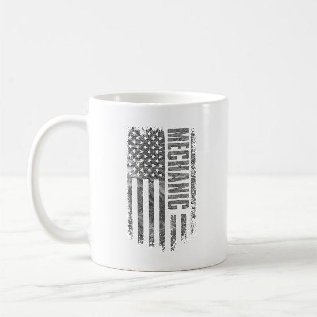 Mechanic USA Flag Distressed design Kaffeetasse (Links)