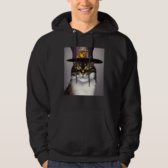 Mechanical Cat Ingenuity Unleash Steampunk AI Cat  Hoodie (Vorderseite)