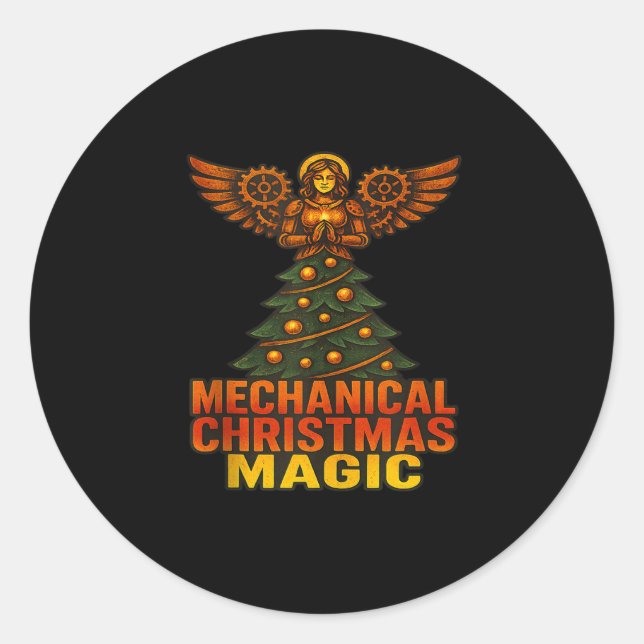 Mechanical Christmas Magic Xmas Fairy Angel Tank T Runder Aufkleber (Vorderseite)