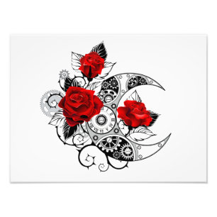 Mechanical Crescent with Red Roses Fotodruck