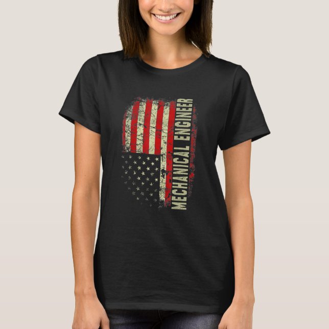 Mechanical Engineer 4th July US Flag Patriotic Eng T-Shirt (Vorderseite)