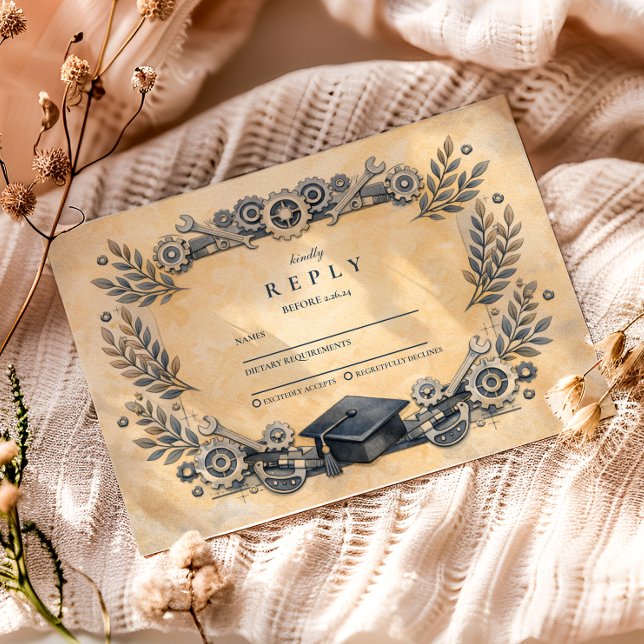 Mechanical Engineering Degree Graduation RSVP Karte (Von Creator hochgeladen)