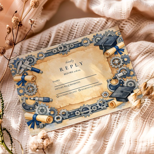 Mechanical Engineering Graduation RSVP Karte (Von Creator hochgeladen)