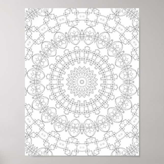 Mechanical Petal Rings Coloring Page Pattern Art Poster (Vorne)