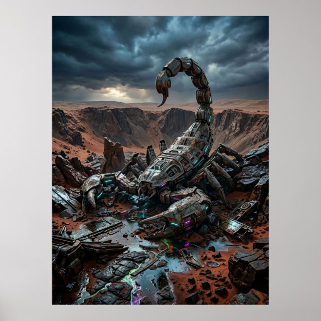 Mechanical Scorpion Desert Ruin Poster (Vorne)