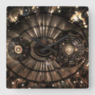 Mechanical Steampunk Zodiac Constellations Quadratische Wanduhr