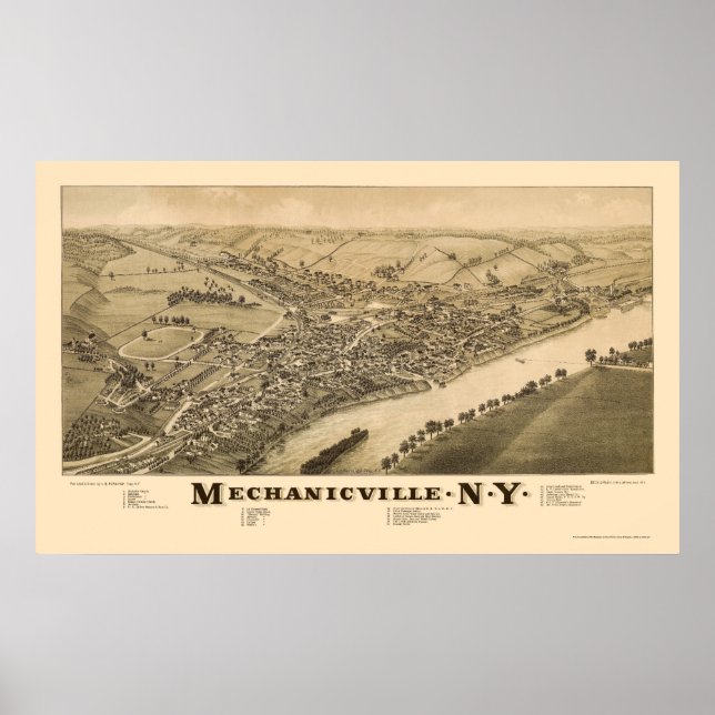 Mechanicville, NY Panoramic Map - 1885 Poster (Vorne)