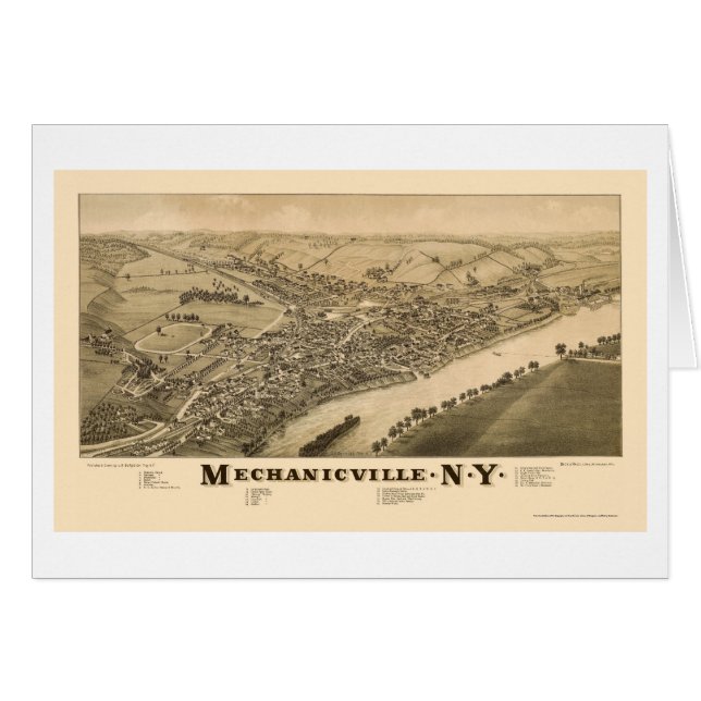 Mechanicville, NY panoramische Karte - 1885 (Vorderseite (Horizontal))