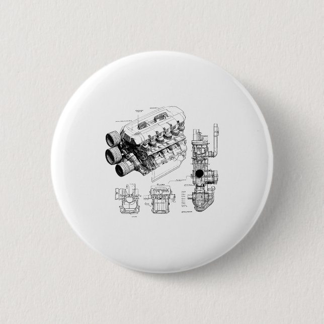Mechanik-Autoliebhaber Männer Motor Eces  Button (Vorderseite)