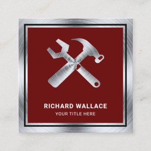 Mechanik für die Reparatur von Auto aus dunkelrote Quadratische Visitenkarte
