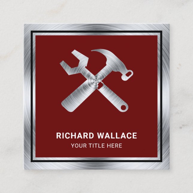 Mechanik für die Reparatur von Auto aus dunkelrote Quadratische Visitenkarte (Vorderseite)