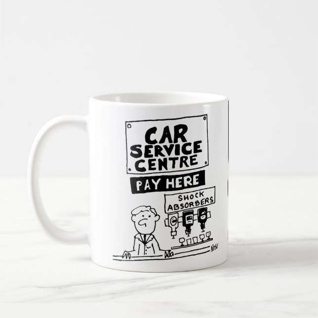 Mechanik im Car Service Center Stoßdämpfer Garage Kaffeetasse (Links)
