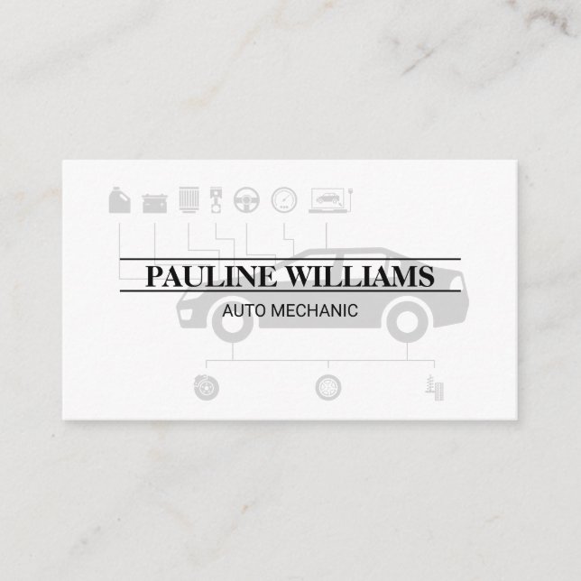Mechanik | Ingenieur | Auto-Diagramm Visitenkarte (Vorderseite)