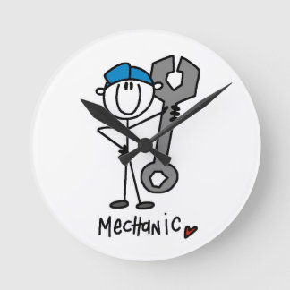 Mechanik mit Strichmännchen mit Schlüssel Runde Wanduhr