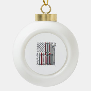 Mechanik-Schraubenschlüssel-Flagge Vintage-Gravur- Keramik Kugel-Ornament