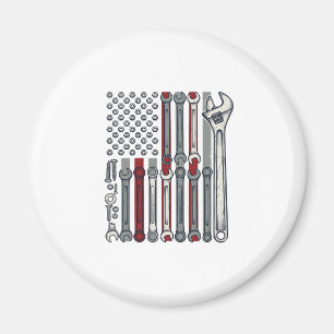 Mechanik-Schraubenschlüssel-Flagge Vintage-Gravur- Magnet
