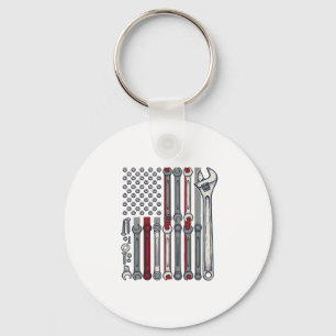 Mechanik-Schraubenschlüssel-Flagge Vintage-Gravur- Schlüsselanhänger