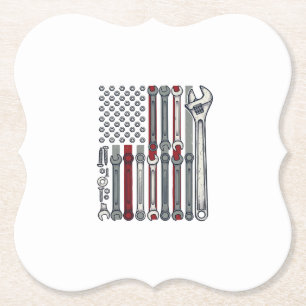 Mechanik-Schraubenschlüssel-Flagge Vintage-Gravur- Untersetzer