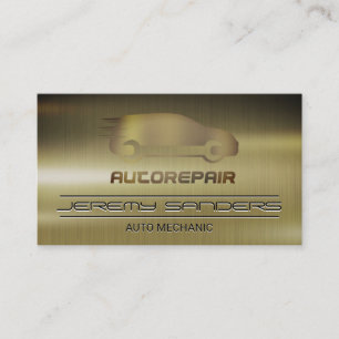 Mechaniker Auto-Logo Dunkel Metallic Visitenkarte