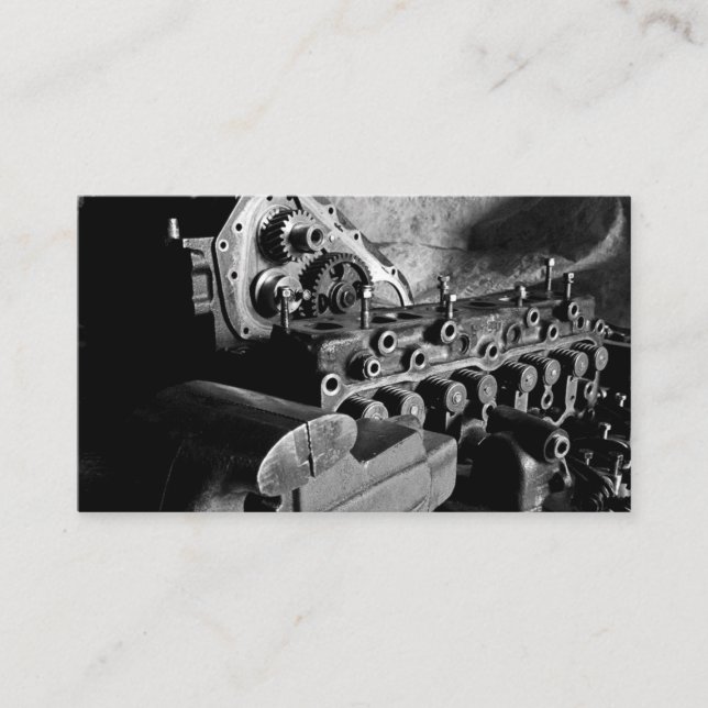 Mechaniker-Automobilgeschäfts-Karte mit Motor-Foto Visitenkarte (Vorderseite)