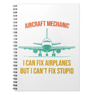 Mechaniker des Flugzeugs kann ich Flugzeuge repari Notizblock